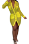 new plus size solid color micro-elastic see through grid pocket sexy shirtdress with belt_White_Orange_Yellow