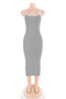 new solid color stretch sling low-cut tuck stitch stylish dress_Gray