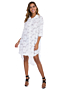 new plus size inelastic single-breasted fluffs decorated stylish irregular shirtdress_White