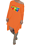 new plus size mouth & letters print stretch boatneck irregular casual loose dress_Orange