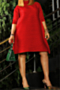 autumn new stylish casual solid color loose dress_Red
