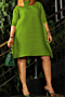 autumn new stylish casual solid color loose dress_Red_Green