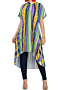 autumn new plus size stripe & chains print pleated stylish casual dress_Red_Purple