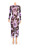 sexy perspective stretch mesh print dress long skirt_Yellow_Purple