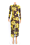 sexy perspective stretch mesh print dress long skirt_Yellow