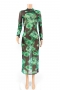 sexy perspective stretch mesh print dress long skirt_Yellow_Purple_Green