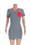 5 colors plus size new streak slim pocket stretch dress_Red
