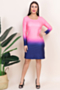 new plus size three colors stretch casual gradient print dress_Pink