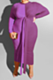 plus size new stylish three colors splice contrast color laced slim fit stretch dress_Red_Purple
