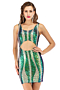 new solid color fashion sequin round neck hollow stretch mini dress_Black_Red_Green