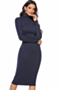 new stylish solid color stretch high neck five colors fit slim knitting sweater dress_Black_Rose Red_Dark Blue