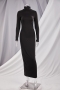 five colors new solid color high neck stretch fit slim stylish dress_Black