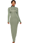 five colors new solid color high neck stretch fit slim stylish dress_Black_Yellow_Rose Red_Green