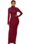 five colors new solid color high neck stretch fit slim stylish dress_Black_Yellow_Rose Red