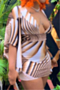 plus size new batch printing elbow ruffle sleeves deep v-neck stylish stretch fit dress_Blue_Pink_Light Green_Brown