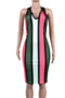 new stylish 6 colors streak batch printing deep v-neck stretch sleeveless slim dress_Red_Rose Red_Pink