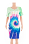 plus size new stylish summer tie-dye printing stretch loose dress_Red_Blue