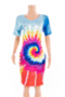 plus size new stylish summer tie-dye printing stretch loose dress_Red