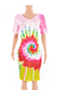 plus size new stylish summer tie-dye printing stretch loose dress_Red_Blue_Yellow