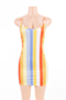 plus size new stylish summer sling streak printing stretch mini dress_Magenta_Multicolor_Watermelon Red_Streak
