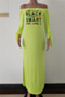 plus size 10 colors letter printing off-shoulder split stretch loose dress_Black_White_Purple_Light Green