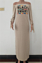plus size 10 colors letter printing off-shoulder split stretch loose dress_Black_White_Purple_Light Green_Rose Red_Pink_Yellow_Gray_Khaki