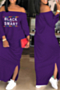 plus size 10 colors letter printing off-shoulder split stretch loose dress_Black_White_Purple