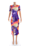 plus size multicolor batch printing cutout summer new stylish stretch dress_Purple
