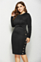 plus size 4 colors solid color long-sleeves stretch slim new stylish dress_Black
