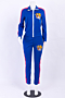 plus size new solid color tiger head embroidered zip-up pocket stretch fit two-piece set_Blue