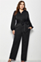 plus size new six colors pocket wide leg single breasted fit stylish jumpsuit (with belt)_Black