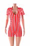 plus size new stylish streak batch printing zip-up stretch fit slim playsuit_Black_Red