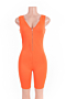 new stylish 4 colors solid color stretch zip-up silk v-neck fit slim playsuit_Black_Light Green_Pink_Orange