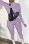 new stylish solid color thumb hole zip-up high elastic slim pleated jumpsuit (new add colors)_Black_Purple