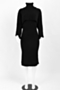 plus size four colors autumn new high neck sweater with slim fit dress stretch two-piece set_Black