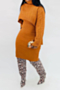 plus size seven colors autumn new high neck sweater with slim fit dress stretch two-piece set(new add colors)_Black_Orange