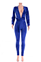 autumn new stylish three colors deep v neck backless velvet tight stretch jumpsuit(with belt)_Black_Yellow_Blue