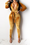 autumn new stylish three colors deep v neck backless velvet tight stretch jumpsuit(with belt)_Black_Yellow