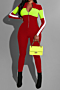 new stylish three colors plus size splice zip-up tight micro-elastic jumpsuit_Black_Blue_Red