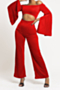 new stylish five colors plus size strapless flare sleeve hollow zip-up slim stretch bell jumpsuit_Black_White_Red