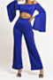 new stylish five colors plus size strapless flare sleeve hollow zip-up slim stretch bell jumpsuit_Black_White_Red_Blue
