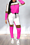 new stylish plus size three colors hooded leopard splice pocket stretch slim fit two-piece set_Red_Light Green_Magenta