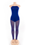 new three colors stretch tube top see through mesh spliced sexy sports slim jumpsuit_Blue