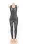 new plus size stripes print stretch low-cut sexy sports tight jumpsuit_Blue_White_Black