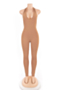 new plus size stretch halter-neck backless sexy sports tight jumpsuit_White_Black_Purple_Pink_Brown
