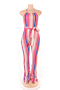 new plus size stripes print stretch halter-neck lace-up stylish slim jumpsuit_Blue_Orange_Yellow_Magenta