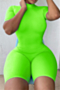plus size 6 colors solid color back zip-up high elastic slim playsuit_Black_White_Light Green