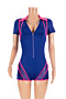 plus size see through mesh spliced stretch zip-up sexy sports slim playsuit_Red_Light Green_Blue