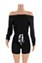 plus size solid color off-shoulder new summer laced stretch playsuit_Black