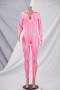 plus size streak batch printing deep-v-neck zip-up new stylish stretch jumpsuit_Black_Red_Pink